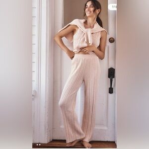 Eberjey Infinite Ribbed Straight Leg Pants in Peach Size XL EUC